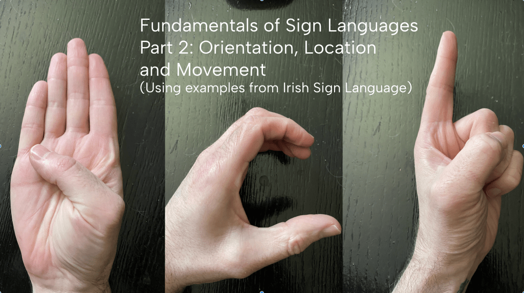This image shows the B, C and D handshapes for Irish Sign Langage (ISL).